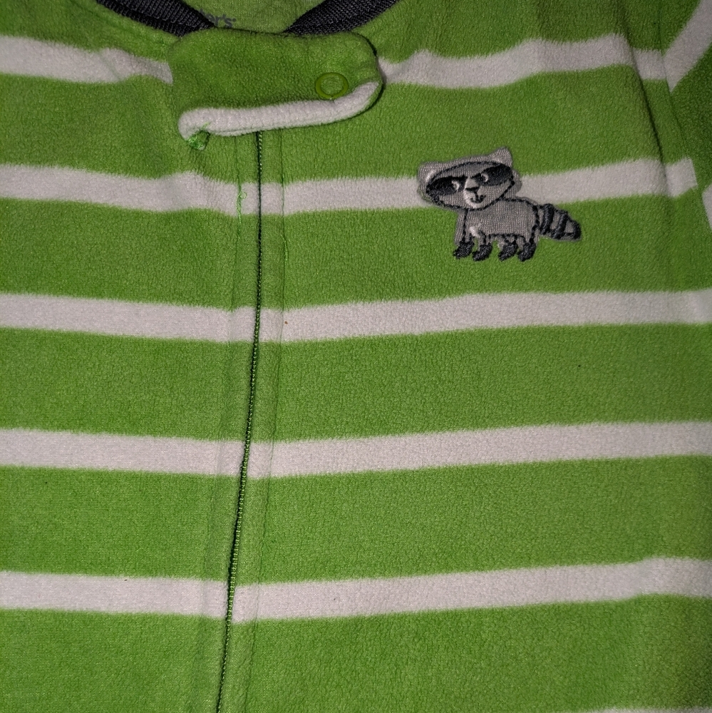 Carter's Green and White Striped Footie